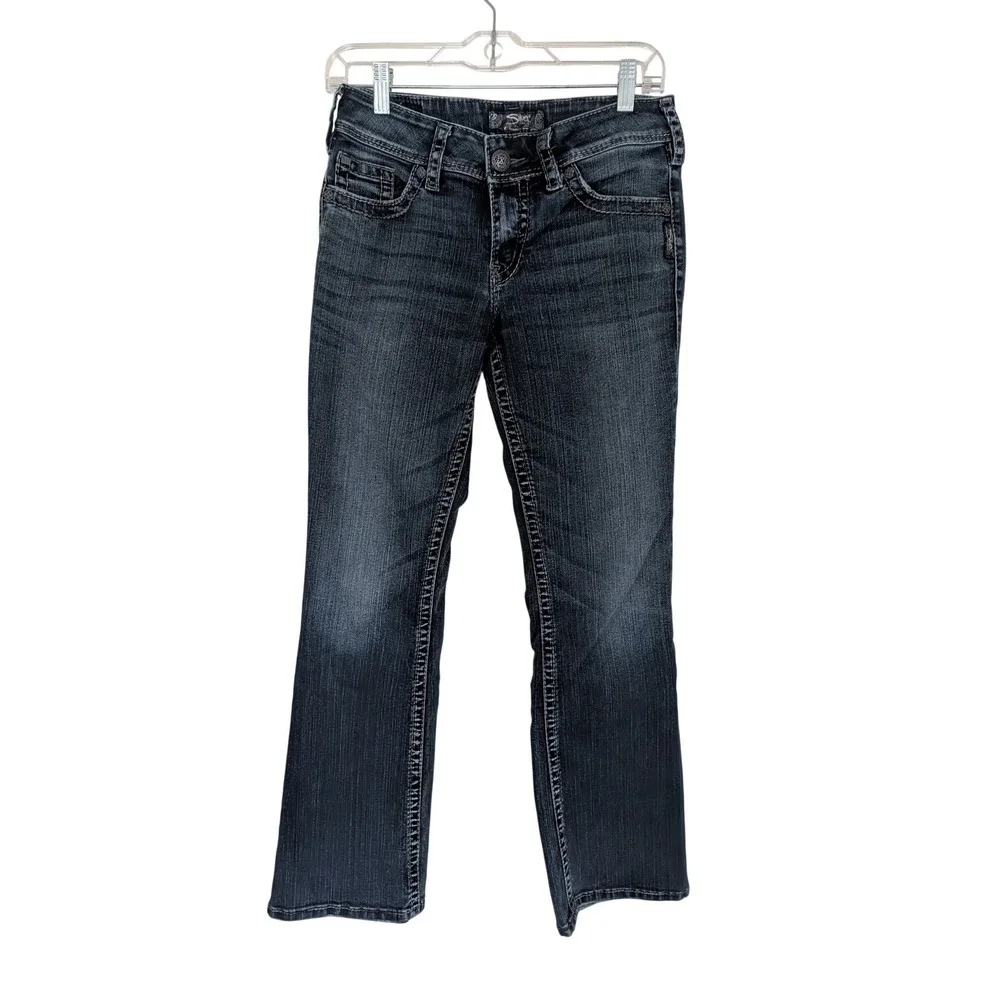 Silver Jeans Co Suki Surplus Dark Wash Bootcut Jeans W28 L30‎ Contrast Stitch